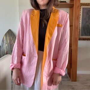 Sold out Summi Summi X Ellidy Stylish Pink and Orange Women's Linen Blazer